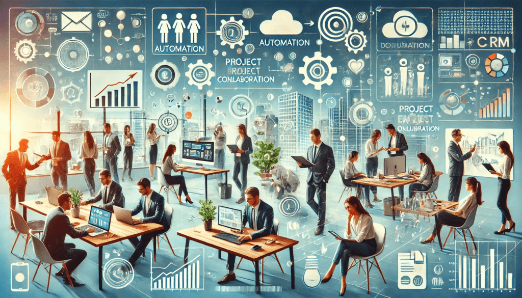 A modern office scene representing digitalization for freelancers